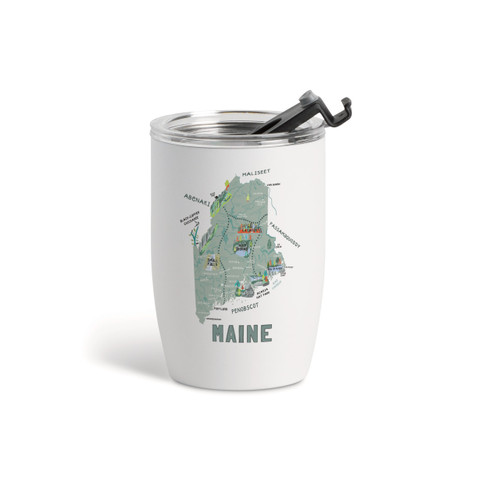 Maine State Wine Tumbler - White 12oz slide 