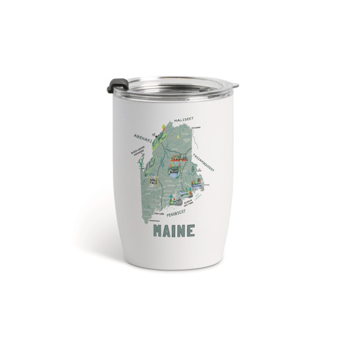 Maine State Wine Tumbler - White 12oz slide 