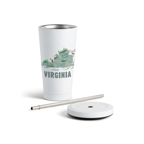 Virginia State Tumbler wStraw-White 16oz slide 
