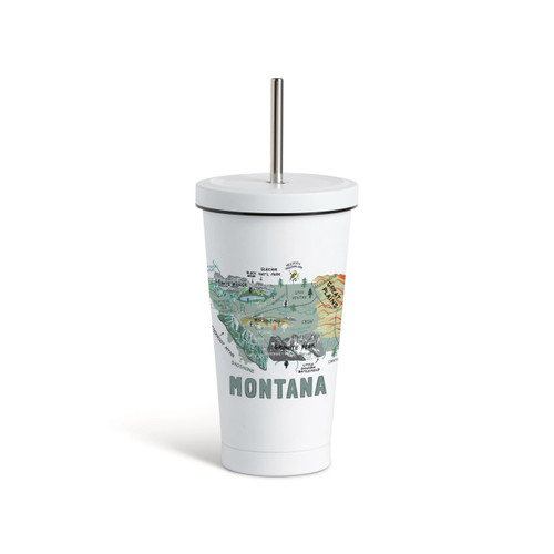 Montana State Tumbler wStraw-White 16oz slide 