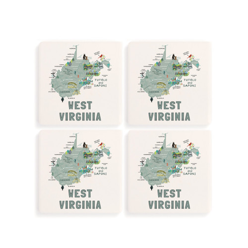 West Virginia State Coasters - Set of 4 slide 