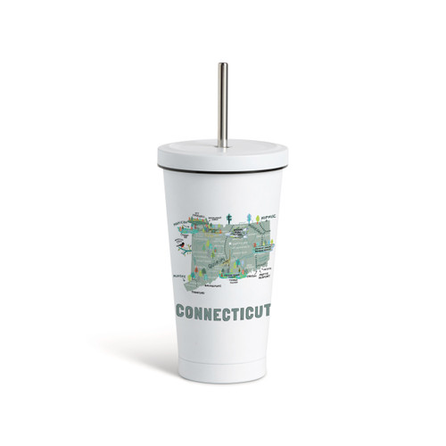 Connecticut State Tmblr wStraw-White16oz slide 