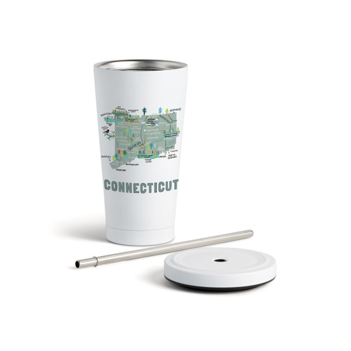Connecticut State Tmblr wStraw-White16oz slide 