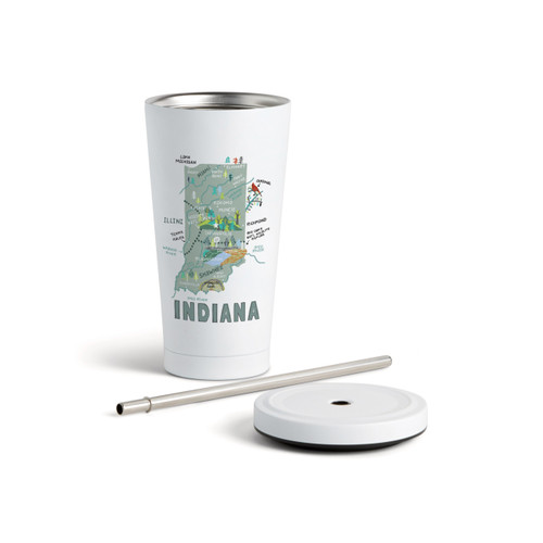 Indiana State Tumbler wStraw-White 16oz slide 