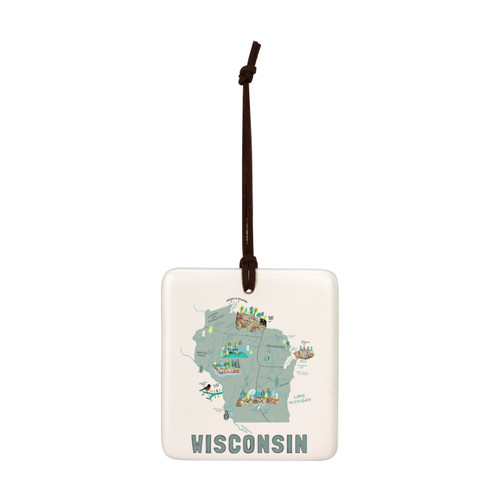 Wisconsin State Magnetic Ornament - Bone slide