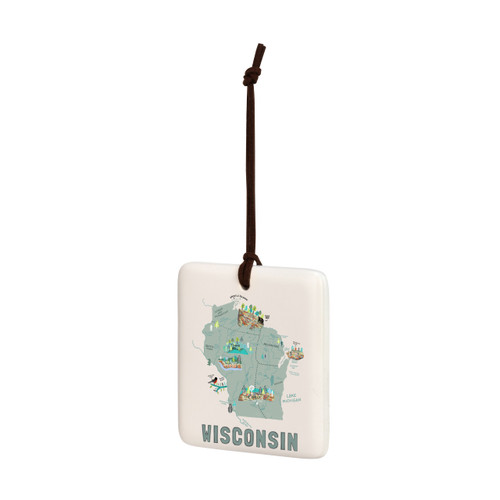 Wisconsin State Magnetic Ornament - Bone slide 