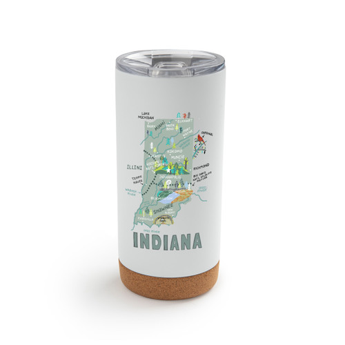 Indiana State Metal Tumbler wLid - White slide