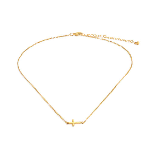 Dainty Gold Cross Charm Necklace slide 