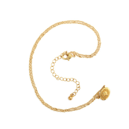 Gold Antiqued Sunburst Necklace slide 