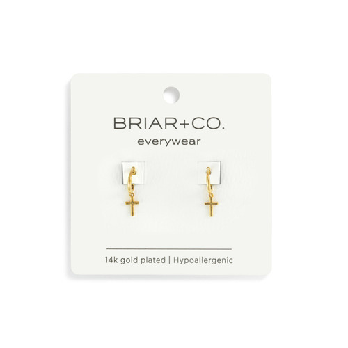Dainty Gold Cross Huggie slide 