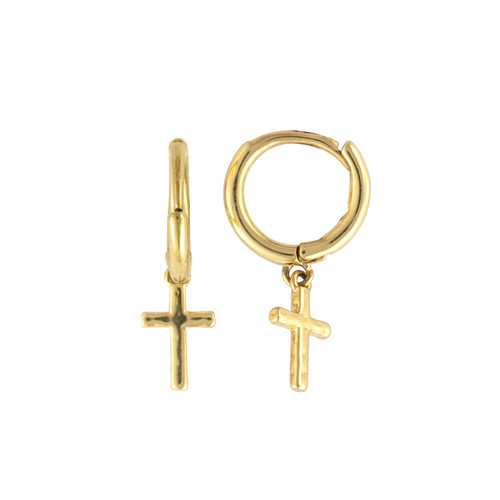 Dainty Gold Cross Huggie slide 