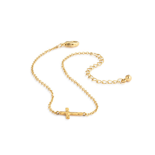 Dainty Gold Cross Charm Bracelet slide 