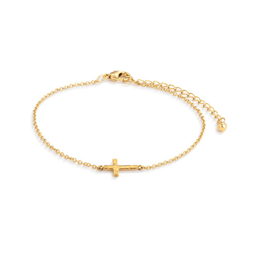 Dainty Gold Cross Charm Bracelet slide 