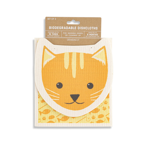 Cat Shaped Biodegradable Dish Cloths Set of 2 slide 