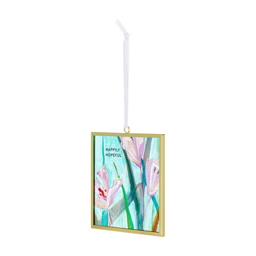 Happily Hopeful Floral Butterfly Suncatcher - 3x3in slide 