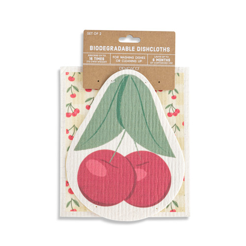 Cherry Shaped Biodegradable Dish Cloths Set of 2 slide 