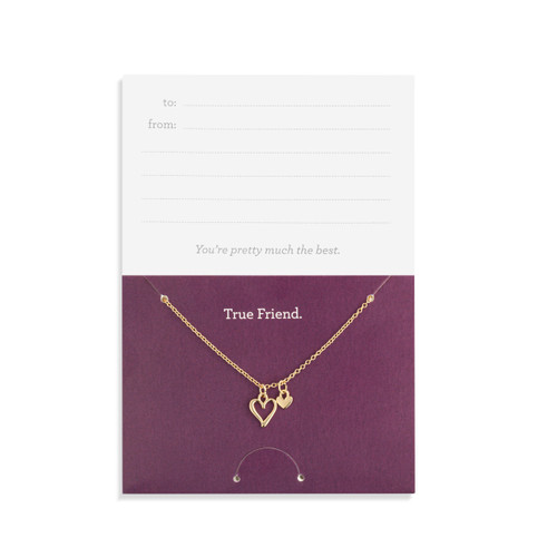 True Friend Floral Card & Gold Necklace - 16in slide 