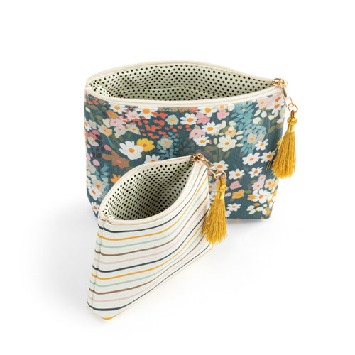 Floral + Stripe Zip Pouch Set of 2 slide 