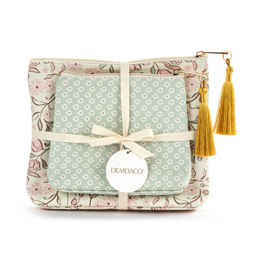 Vintage Floral + Daisy Zip Pouch Set of 2 slide 