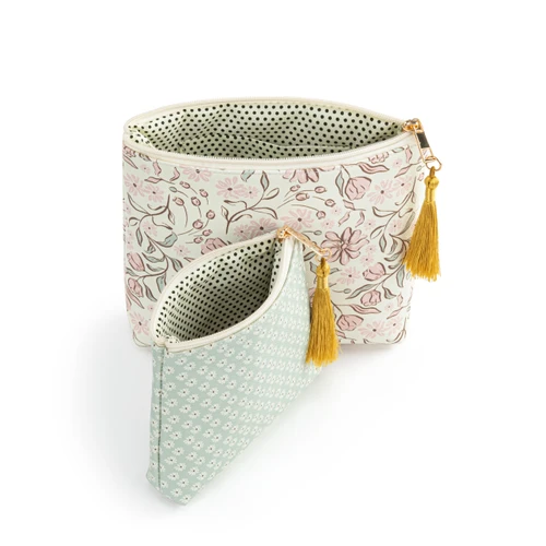 Vintage Floral + Daisy Zip Pouch Set of 2 slide 