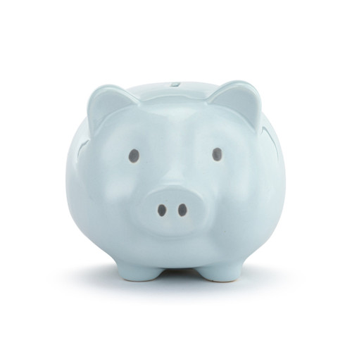Blue Ceramic Classic Piggy Bank - 7x5.5x6in slide 