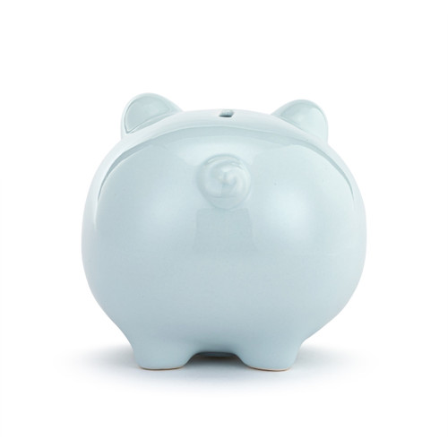 Blue Ceramic Classic Piggy Bank - 7x5.5x6in slide 