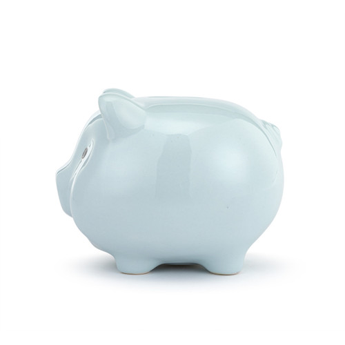 Blue Ceramic Classic Piggy Bank - 7x5.5x6in slide 