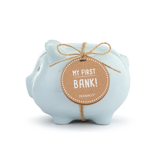 Blue Ceramic Classic Piggy Bank - 7x5.5x6in slide 