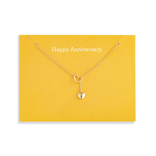 Happy Anniversary Floral Card & Gold Necklace-16in slide 