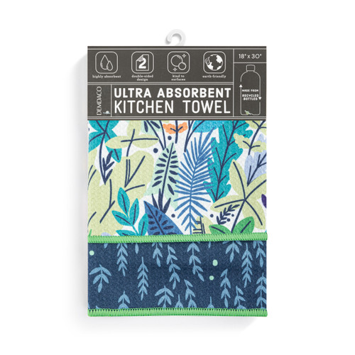 Tropical Blue Botanical Absorbent Reversible Towel slide 