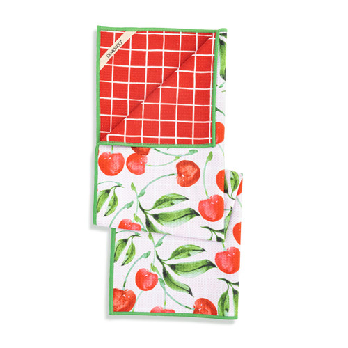 Cherry Red Plaid Absorbent Reversible Towel slide 