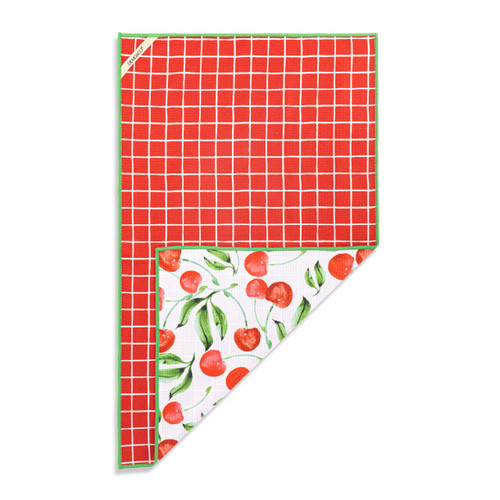 Cherry Red Plaid Absorbent Reversible Towel slide 