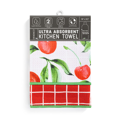 Cherry Red Plaid Absorbent Reversible Towel slide 