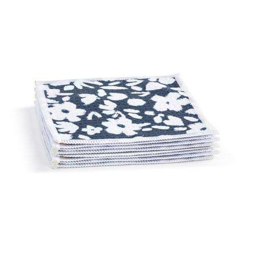 Navy Floral Absorbent Cocktail Napkins Set of 8 slide 