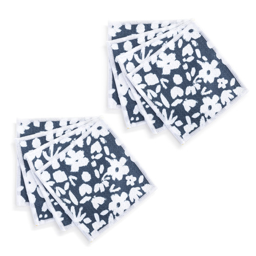 Navy Floral Absorbent Cocktail Napkins Set of 8 slide 