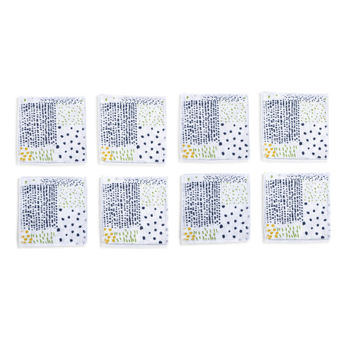 Navy Floral Absorbent Cocktail Napkins Set of 8 slide 