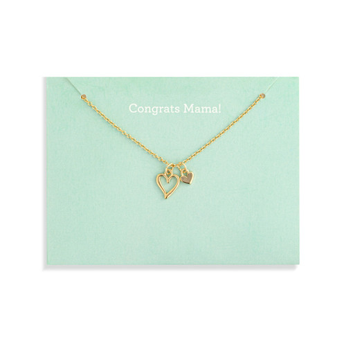 Congrats Mama Floral Card & Gold Necklace - 16in slide 