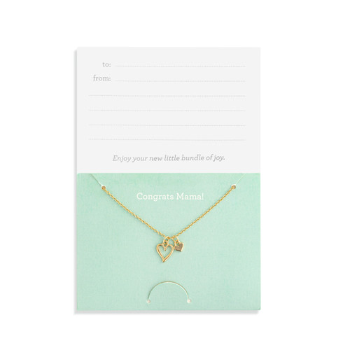 Congrats Mama Floral Card & Gold Necklace - 16in slide 