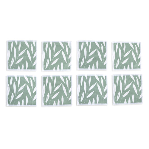 Sage Leaves Absorbent Cocktail Napkins Set of 8 slide 