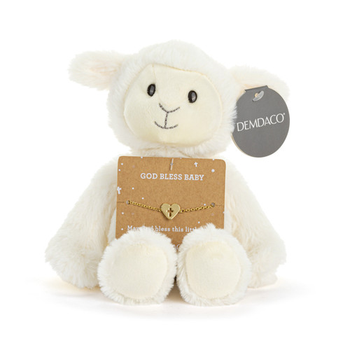 God Bless Baby Lamb + Bracelet - 8in slide 