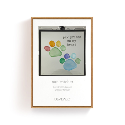 Rainbow Paw Prints on My Heart Suncatcher - 3x3in slide 