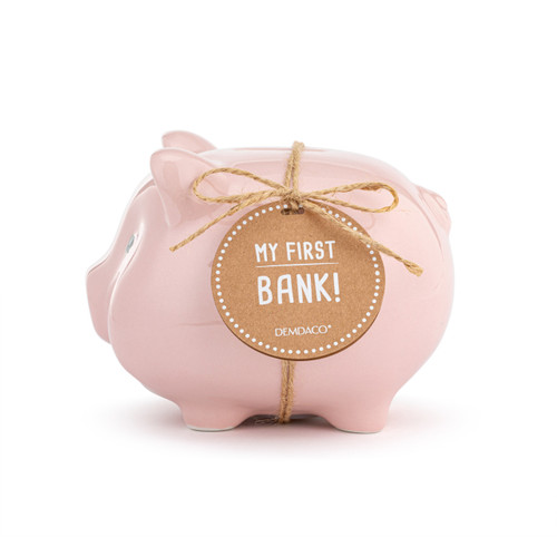 Pink Ceramic Classic Piggy Bank - 7x5.5x6in slide 
