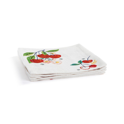 Cherry Fabric Cocktail Napkins Set of 4 - 6in slide