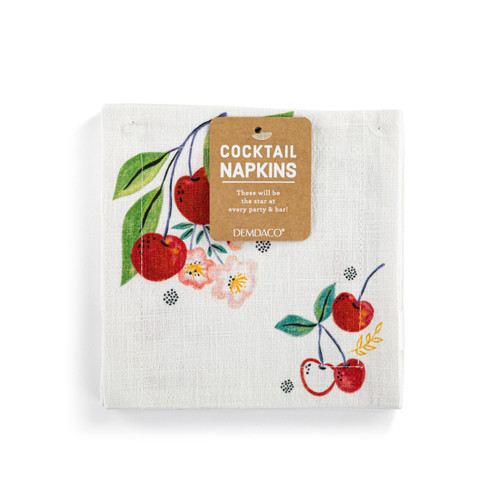Cherry Fabric Cocktail Napkins Set of 4 - 6in slide 