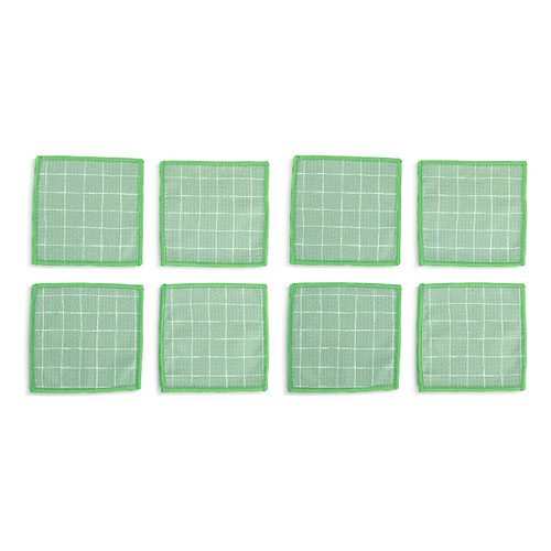 Windowpane Floral Absorbent Cocktail Napkins Set of 8 slide 