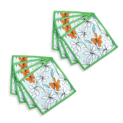 Windowpane Floral Absorbent Cocktail Napkins Set of 8 slide 
