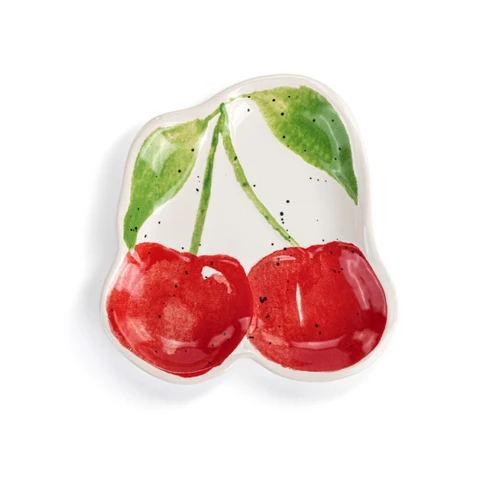 Cherry Shaped Ceramic Plate - 5in slide 