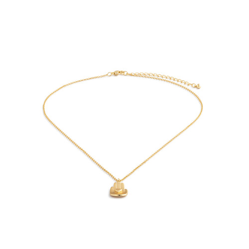 Gold Hand and Heart Necklace - 16in slide 