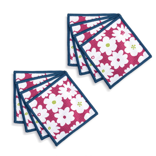Fuchsia Floral Absorbent Cocktail Napkins Set of 8 slide 