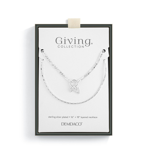 Heart + Cross Silver Charm Layered Necklace - 16in slide 